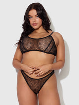 Rosalie Embroidered Garter Lace Bralette Bra Set Black Roses