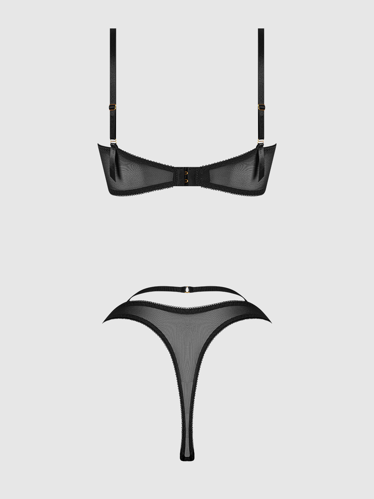 House of Desire Rosalie Embroidered Garter Lace Bralette Bra Set Black Roses