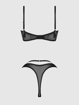 Rosalie Embroidered Garter Lace Bralette Bra Set Black Roses
