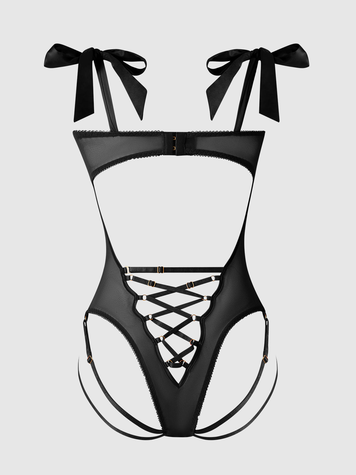 House of Desire Rosalie Embroidered Lace Teddy Black Roses