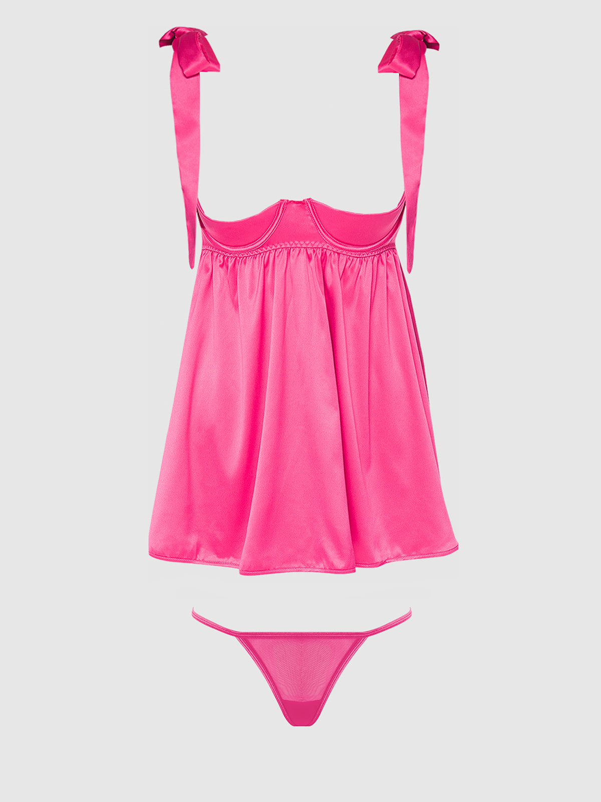 House of Desire Brigeta Satin Open Cup Babydoll Set Pink Dragon