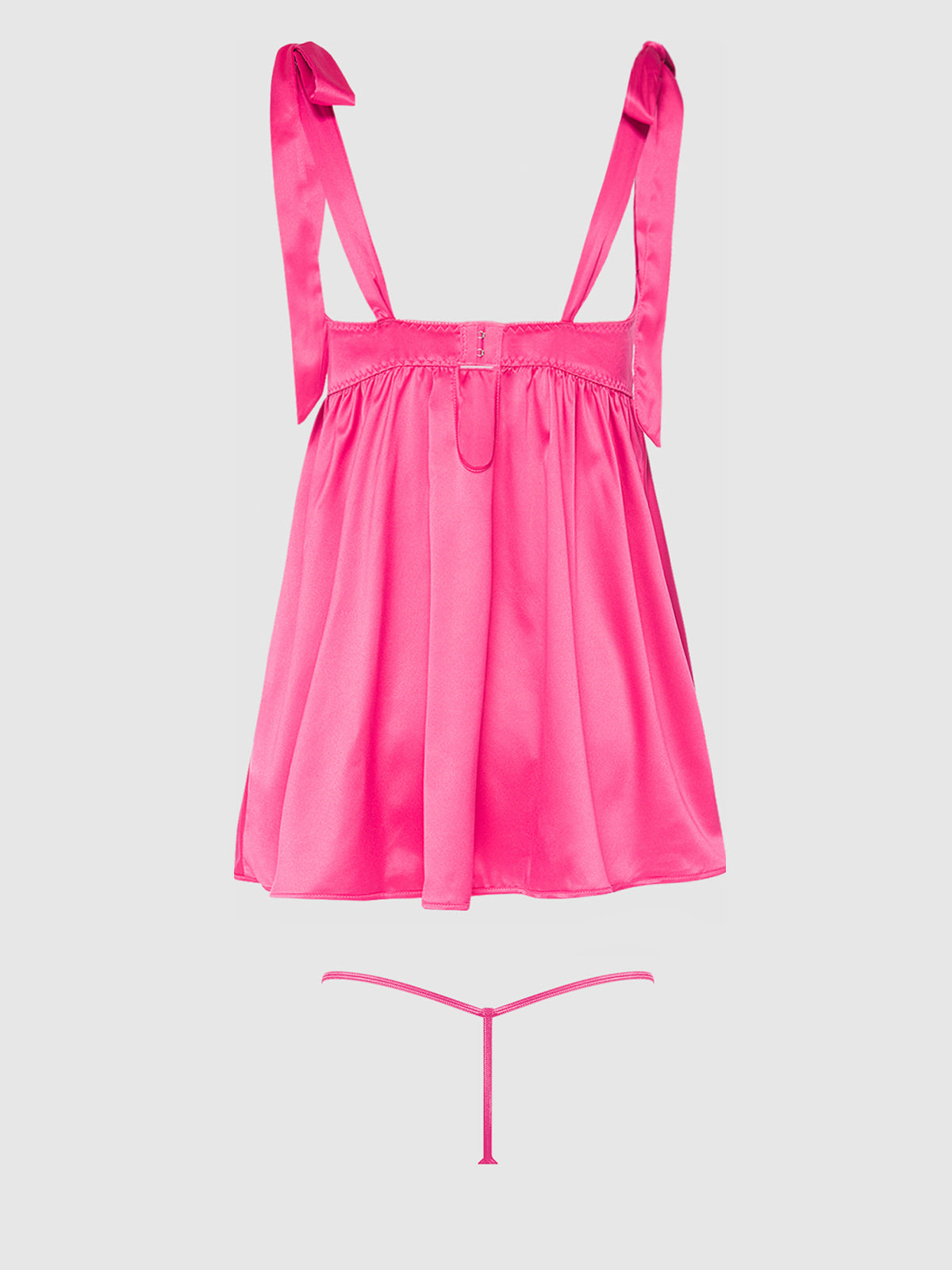 House of Desire Brigeta Satin Open Cup Babydoll Set Pink Dragon