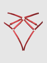 House of Desire Queen Rosalie Embroidered Lace Strappy Backless Tanga Panty Crimson Red Rose