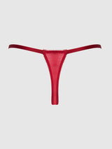 House of Desire Queen Rosalie Embroidered Lace & Mesh Crotchless Thong Crimson Red Roses
