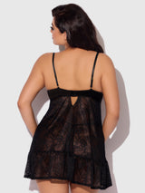 House of Desire Flora Lace Babydoll & G-String Set Black
