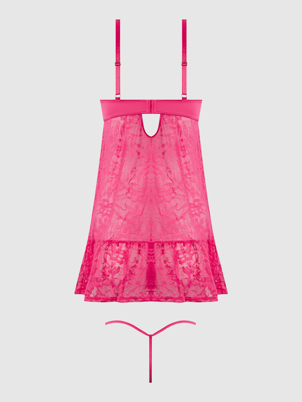 House of Desire Flora Lace Babydoll & G-String Set Pink Dragon
