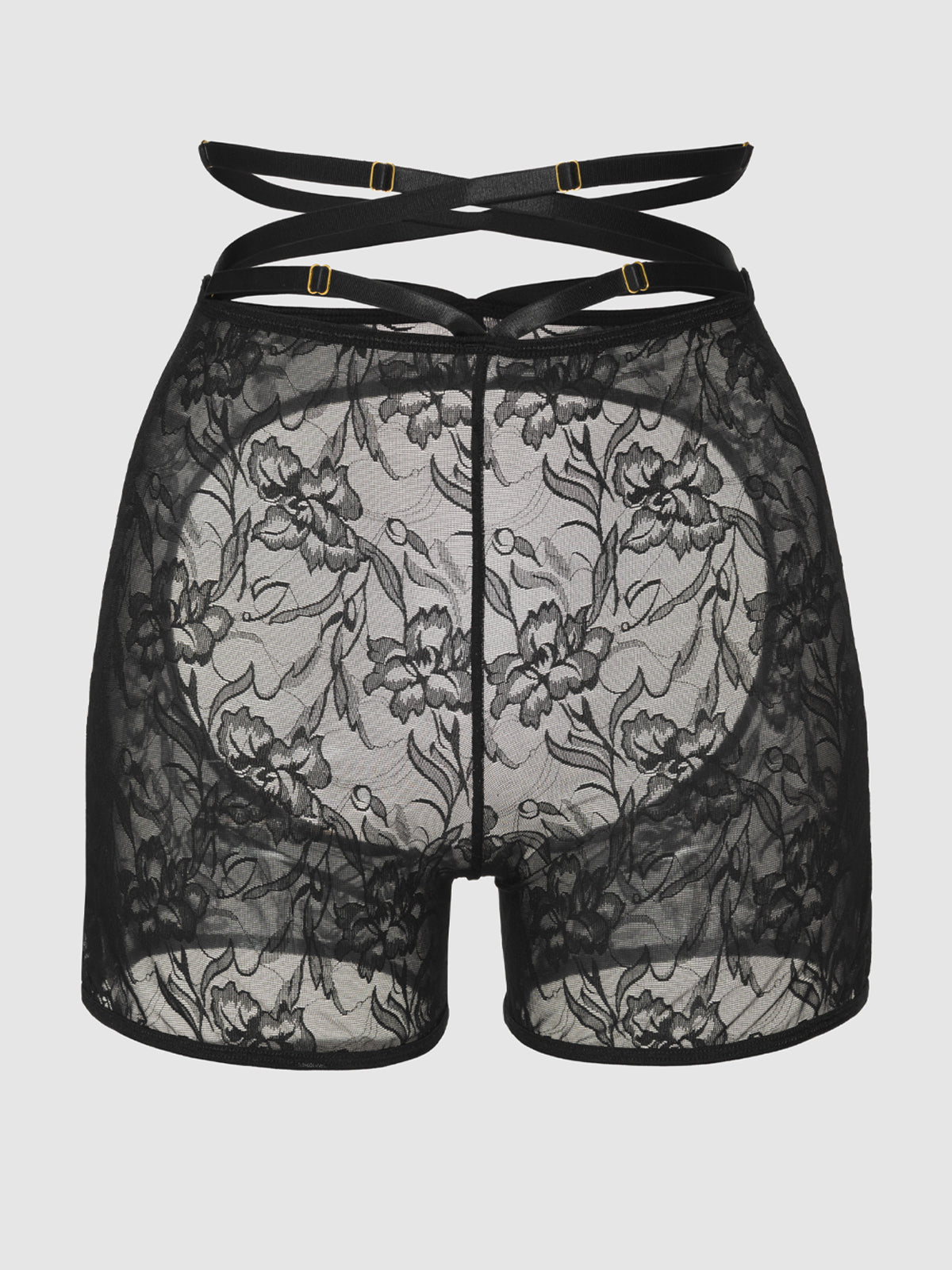 House of Desire Flora Backless Lace Bikeshort Black
