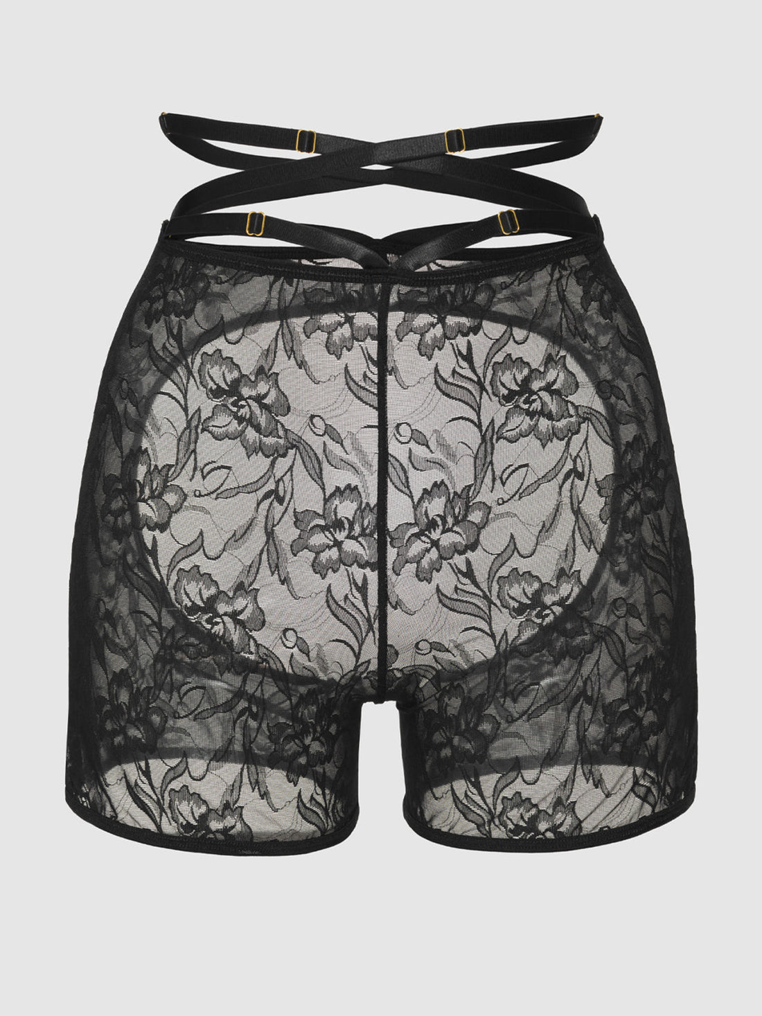House of Desire Queen Flora Backless Lace Bikeshort Black