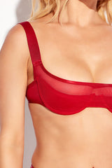 House of Desire Queen Devon Mesh Layered Bra & Criss Cross G-string Crimson Red
