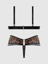 House of Desire Devon Micro & O-Ring Open Bra & Crotchless Thong Set Leopard