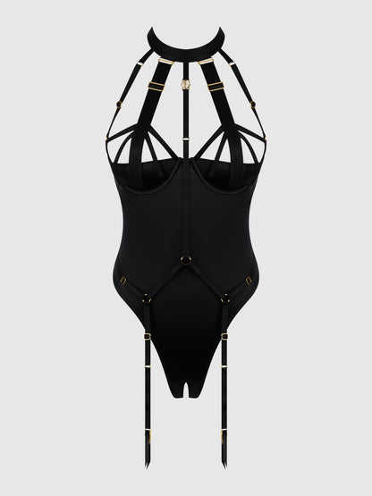House of Desire Devon Micro Strappy Harness Teddy Black