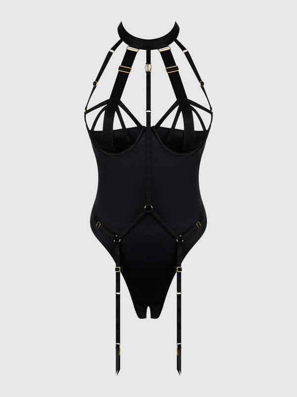 House of Desire Devon Micro Strappy Harness Teddy Black