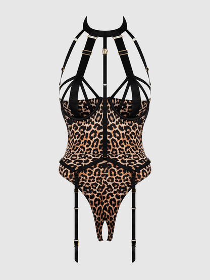 House of Desire Devon Micro Strappy Harness Teddy Leopard