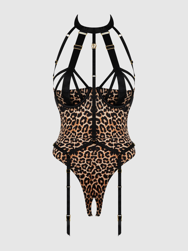 House of Desire Devon Micro Strappy Harness Teddy Leopard