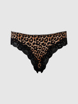 House of Desire Devon Micro & Lace Strappy Back Hipster Leopard