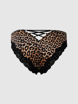 House of Desire Devon Micro & Lace Strappy Back Hipster Leopard