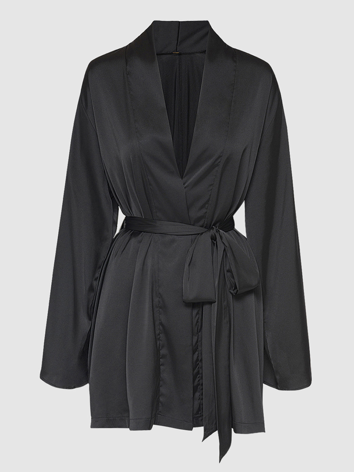 House of Desire Brigeta Short Satin Robe Black