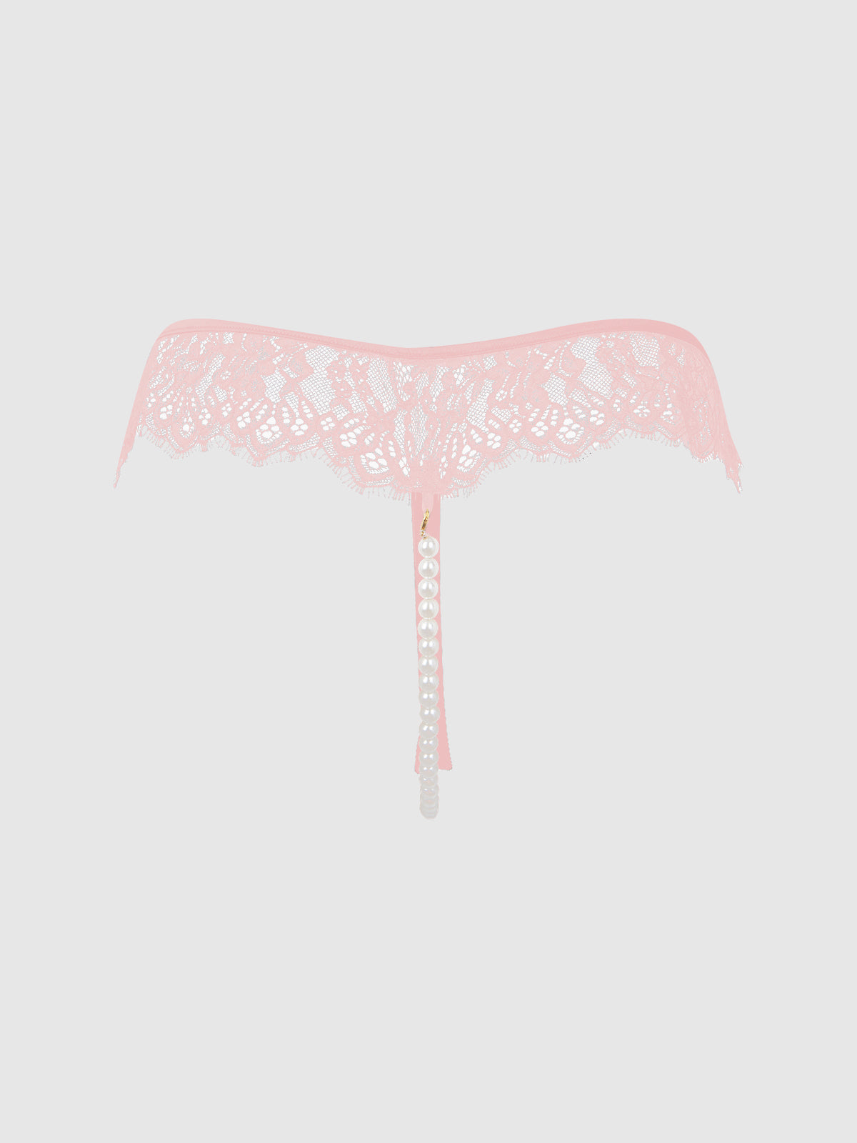 House of Desire Jocelyn Lace & Pearl Crotchless Thong Light Pink
