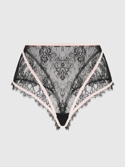 House of Desire Jocelyn Eyelash Lace & Satin High Waist Cheeky