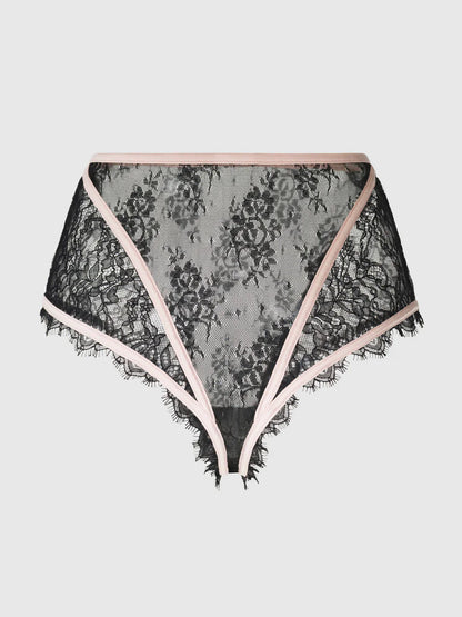 House of Desire Jocelyn Eyelash Lace & Satin High Waist Cheeky