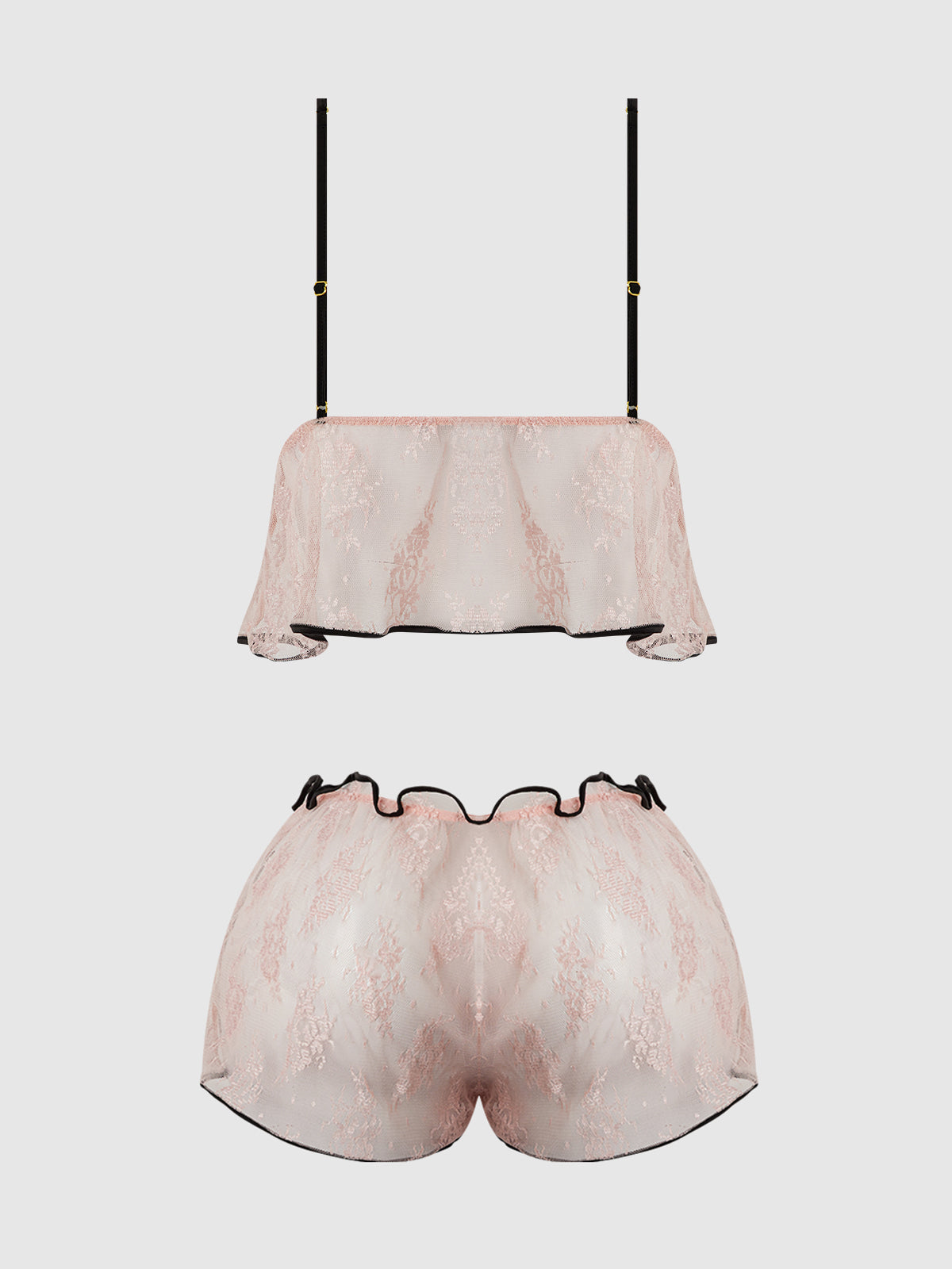 House of Desire Flouncy Lace Cami & Short Sleep Set Light Pink