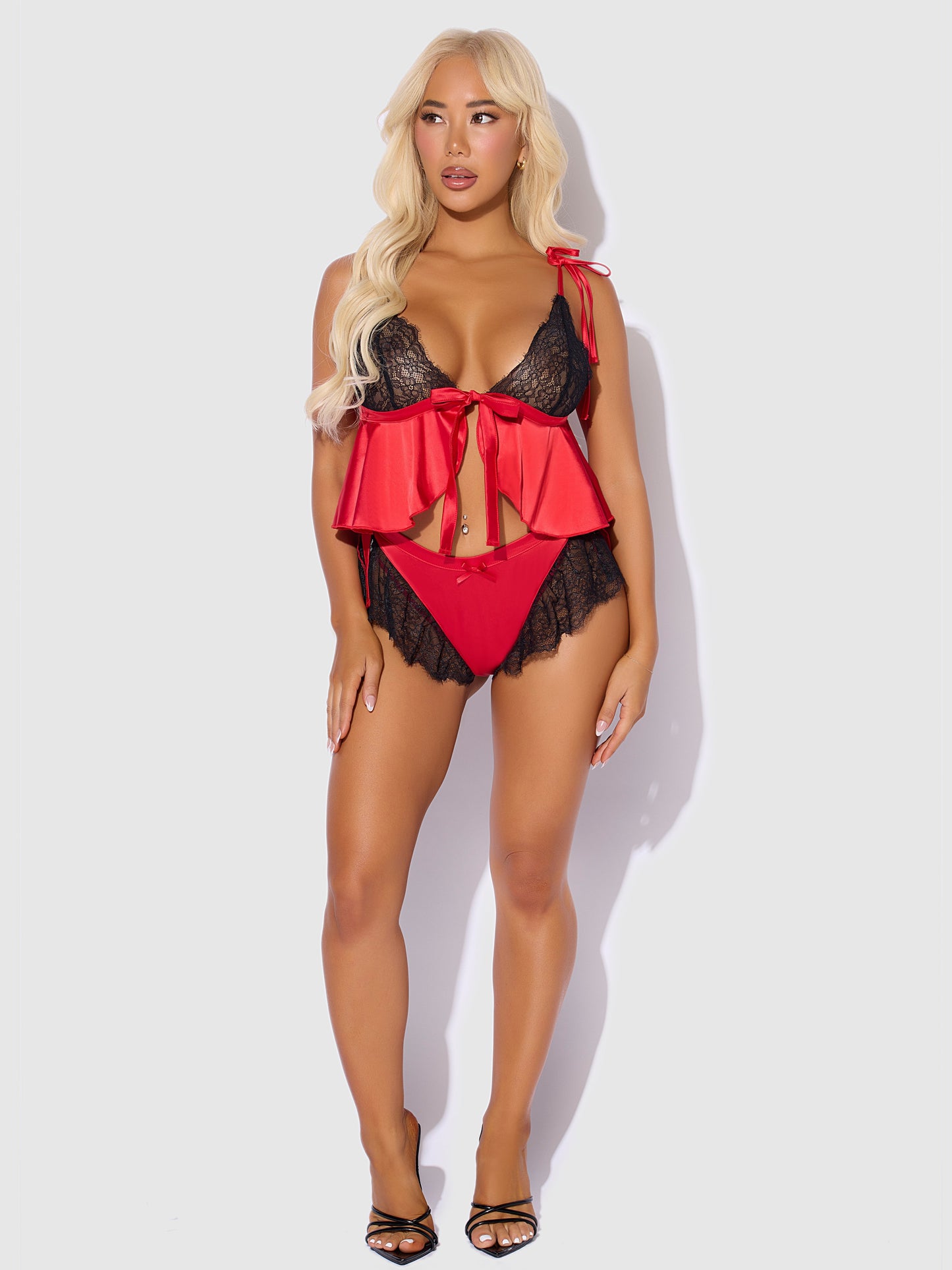 House of Desire Jocelyn Drop-Off Cami & Shortie Sleep Set Red