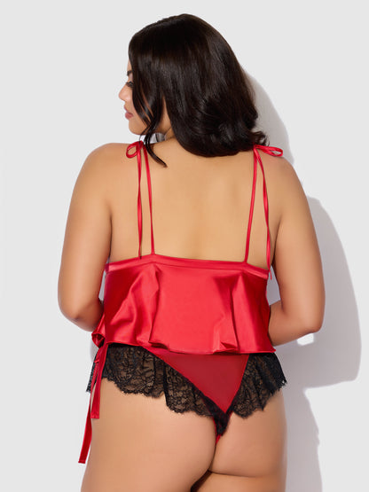 House of Desire Jocelyn Drop-Off Cami & Shortie Sleep Set Red
