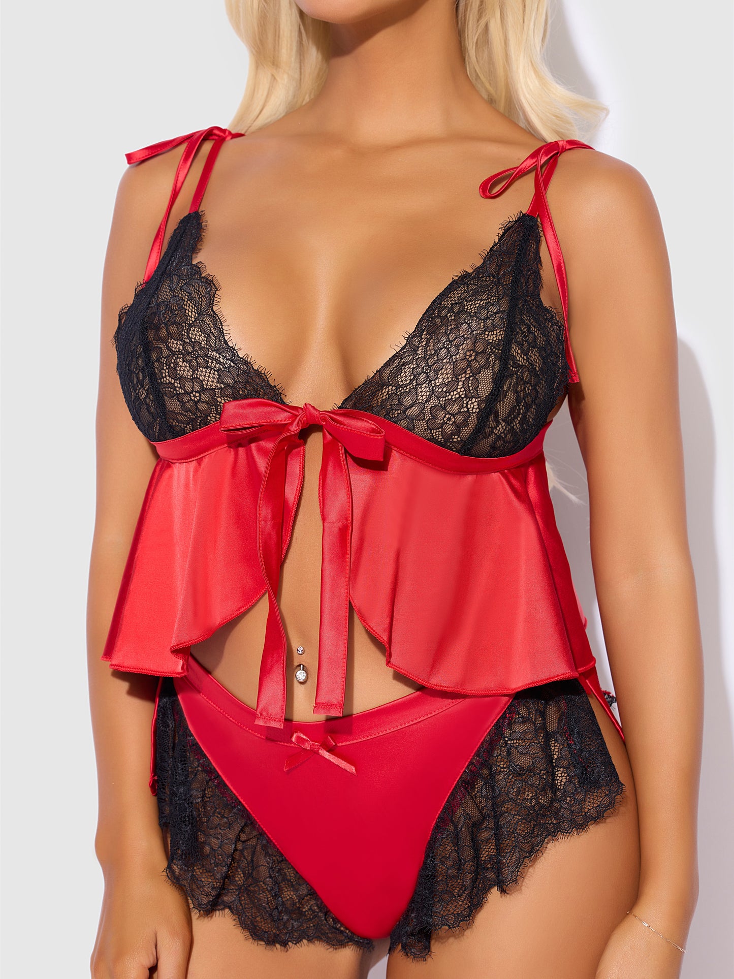 House of Desire Jocelyn Drop-Off Cami & Shortie Sleep Set Red
