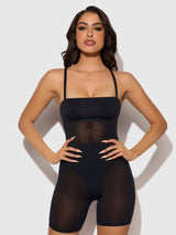 House of Desire Katrina Shape Biker Short Bodysuit Black