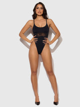 House of Desire Katrina Micro & Mesh High Hip Shaping Bodysuit Black