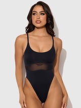 House of Desire Katrina Micro & Mesh High Hip Shaping Bodysuit Black