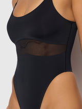 House of Desire Katrina Micro & Mesh High Hip Shaping Bodysuit Black