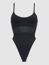 House of Desire Katrina Micro & Mesh High Hip Shaping Bodysuit Black