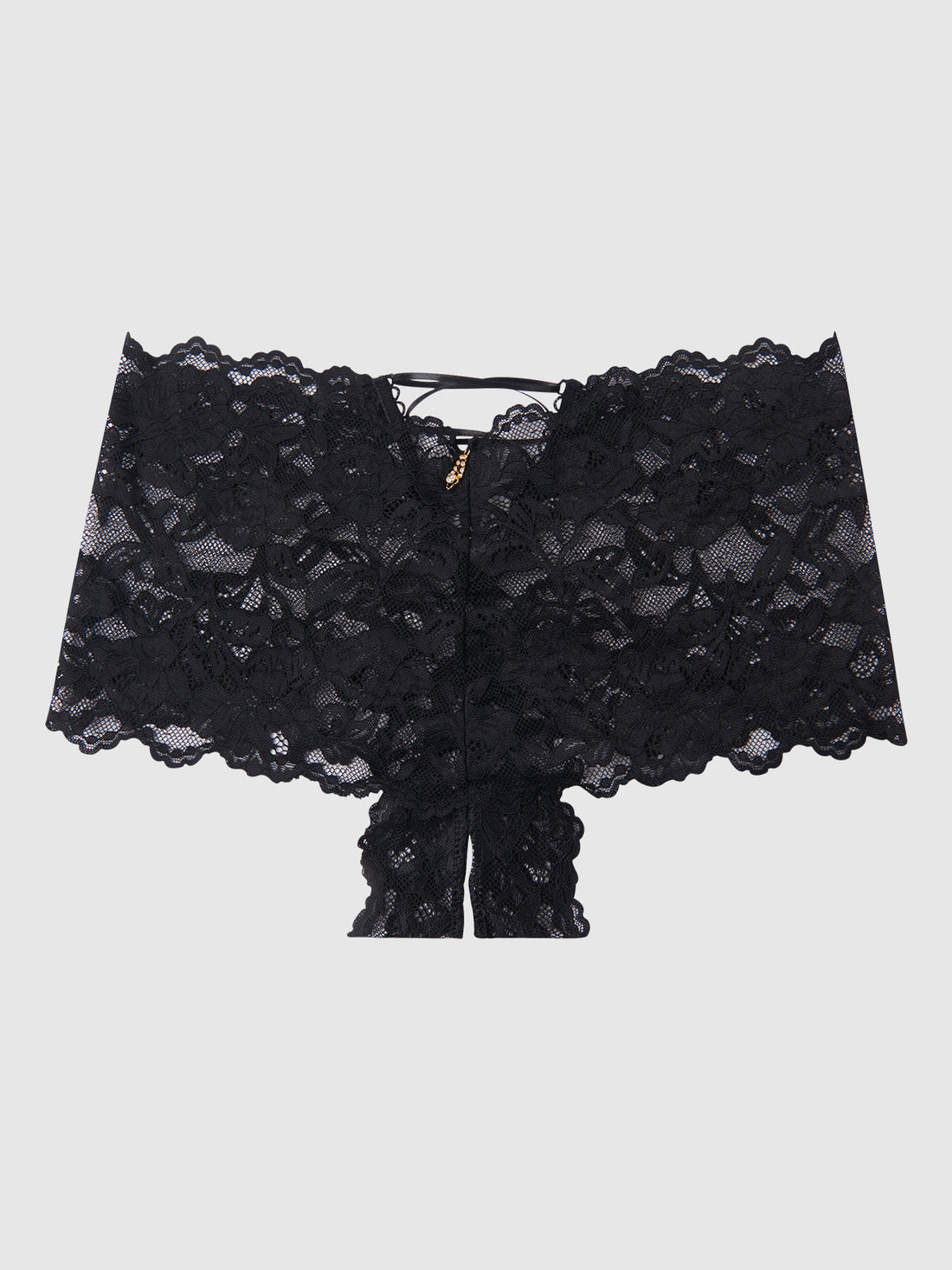 House of Desire Bella Lace Crotchless Cheeky Black