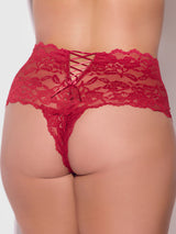 House of Desire Bella Lace Crotchless Cheeky Crimson Red