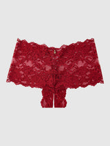 House of Desire Bella Lace Crotchless Cheeky Crimson Red