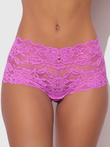 House of Desire Bella Lace Crotchless Cheeky Fuchsia Pink