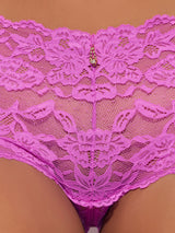 House of Desire Queen Bella Lace Crotchless Cheeky Fuchsia Pink