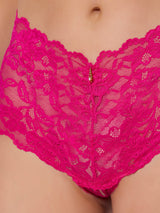 House of Desire Bella Lace Crotchless Cheeky Pink Dragon
