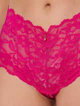 House of Desire Queen Bella Lace Crotchless Cheeky Pink Dragon