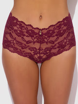 House of Desire Bella Lace Crotchless Cheeky Burgundy
