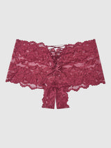House of Desire Bella Lace Crotchless Cheeky Burgundy