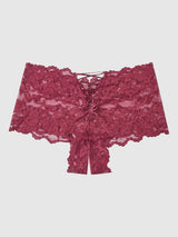 House of Desire Queen Bella Lace Crotchless Cheeky Burgundy