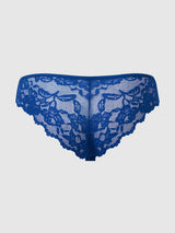House of Desire Bella Lace Up Front Lace Tanga Cobalt Blue