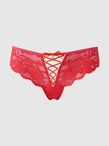 House of Desire Queen Bella Lace Up Front Lace Tanga Coral