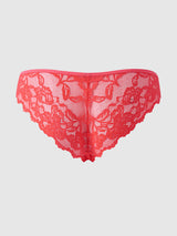 House of Desire Bella Lace Up Front Lace Tanga Coral