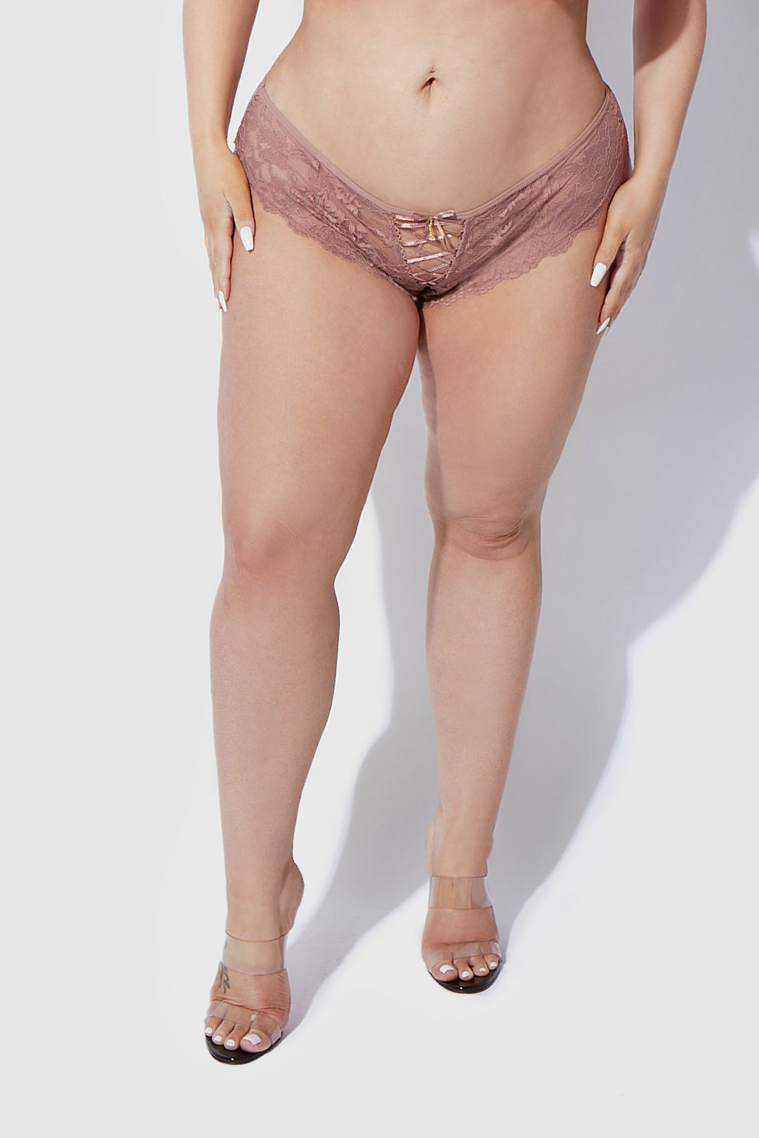 House of Desire Queen Bella Lace Up Front Lace Tanga Deer
