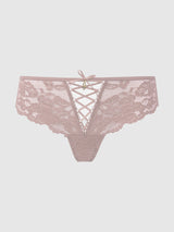 House of Desire Bella Lace Up Front Lace Tanga Rose Dust