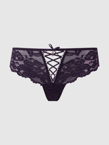 House of Desire Queen Bella Lace Up Front Lace Tanga Plum
