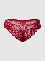 House of Desire Bella Lace Up Front Lace Tanga Crimson Red